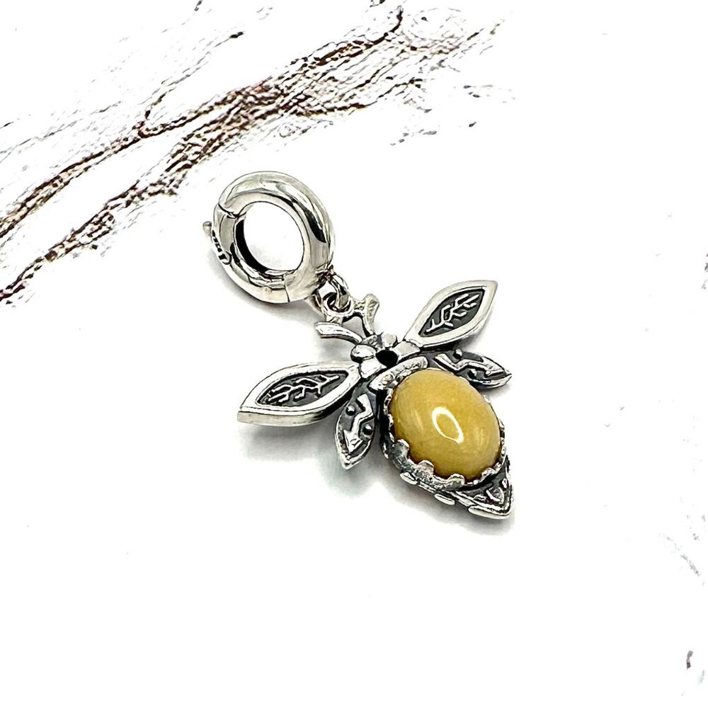 American West Reversible Gemstone Bumblebee 925 Sterling Silver Enhancer Pendant